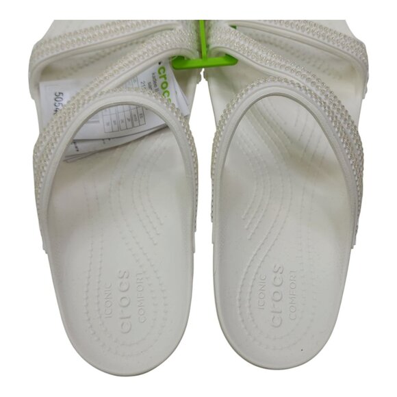 Crocs Kaddee II Jewels Womens 10 Sandal White Slip-On Comfortable Lightweight - Picture 7 of 9